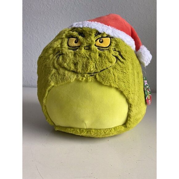 Squishmallows 12" Fuzz-A-Mallows Grinch in Santa Hat Soft Plush Christmas NEW - Picture 2 of 11